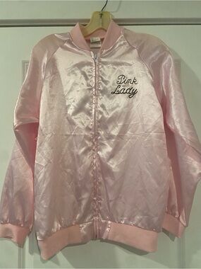 “Pink Lady” Grease costume Satin-Style Pink Bomber Jacket for Women sm